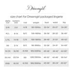 Dreamgirl size chart NEW 2024 1