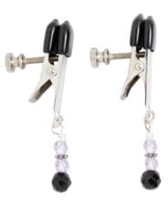 Spartacus Adjustable Broad Tip Nipple Clamps w-Purple Beads