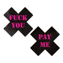Pastease Premium Fuck You Pay Me Cross - Black-Pink O-S