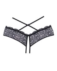 Adore Crayzee Open Panty w-Criss Cross Waist Straps & Lace Black O-S