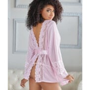 Allure Nina Lace & Mesh Robe W/g-string