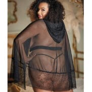 Allure Lace & Mesh Cape W/attached Waist Belt (g-string Not Included) Qn