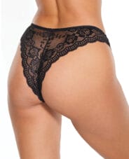 Scallop Stretch Lace High Leg Panty Black O-S