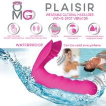 OMG Plaisir Wearable Clitoral Massager w-G-Spot Vibrator - Pink