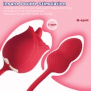 Fuchsia Rose Clit Licking Stimulator & Vibrating Egg - Red