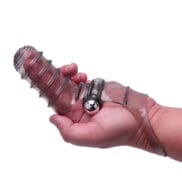 The 9's Vibrofinger Ribbed Finger Massager - Grey