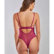 Quinn Cross Dyed Galloon Lace & Mesh Teddy Wine