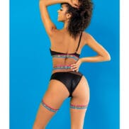 Pride One Shoulder Top, Garter Belt & Panty Black Prints