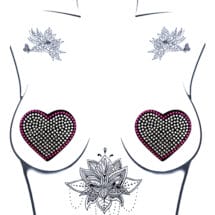 Neva Nude Burlesque Heart N' Soul Crystal Heart Pasties - Pink-Clear O-S