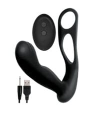 Butts Up Prostate Massager w-Scrotum & Cockring - Black