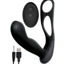 Butts Up Prostate Massager w-Scrotum & Cockring - Black