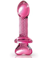 Icicles No. 82 Hand Blown Glass Butt Plug - Ribbed-Pink