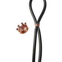 Bolo Silicone Lasso w-Rose Gold Crown Slider Ring - Black