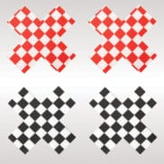 Peekaboos Off the Wall Checkered Pasties - 2 Pairs 1 Black-1 Red