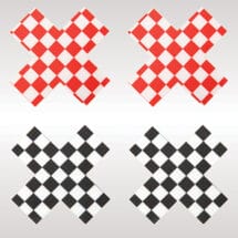 Peekaboos Off the Wall Checkered Pasties - 2 Pairs 1 Black-1 Red