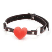 Plesur Heart Ball Gag w-Red Hearts - Black