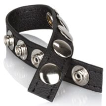 Adonis Leather Collection Ares 5 Snap Adjustable Strap Black
