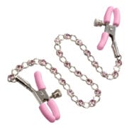 Nipple Play Crystal Chain Nipple Clamps - Pink