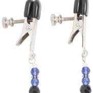 Spartacus Adjustable Broad Tip Blue Beaded Nipple Clamps