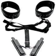 Master Series Acquire Easy Access Thigh Harness w-Wrist Cuffs - Black