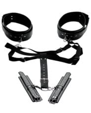 Master Series Acquire Easy Access Thigh Harness w-Wrist Cuffs - Black