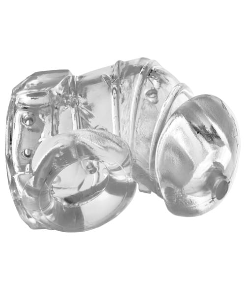 Master Series Detained 2.0 Restrictive Chastity Cage w-Nubs - Clear