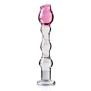 Icicles No. 12 Clear with Rose Tip Glass Massager