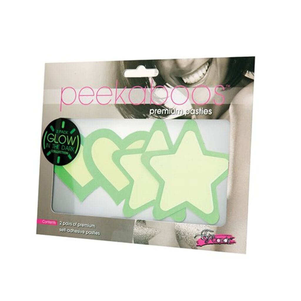 Peekaboos Glow in the Dark Hearts Stars - Green 2