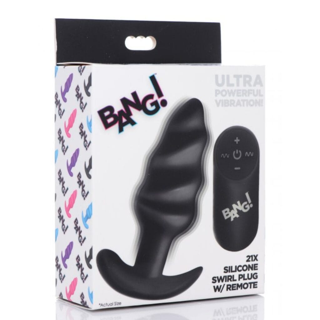 Remote Control 21X Swirl Butt Plug - Black 3