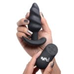 Remote Control 21X Vibrating Silicone Swirl Butt Plug - Black 1