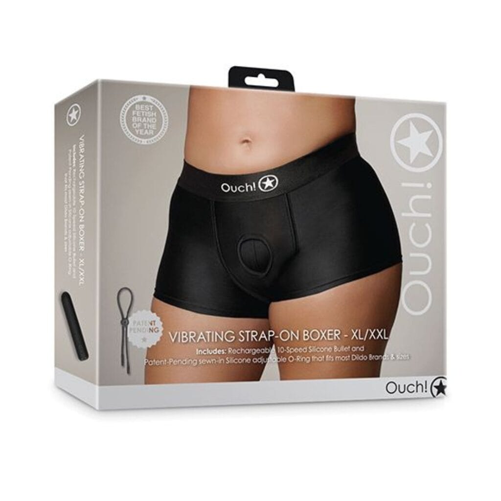 Shots Ouch Vibrating Strap On Boxer - Black 1