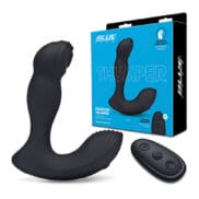 Blue Line Vibrating Prostate Thumper w-Remote - Black