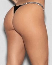 Rhinestone Thong Black O-S