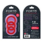Forto F-61 3-Piece Silicone Cockring Set Red 1