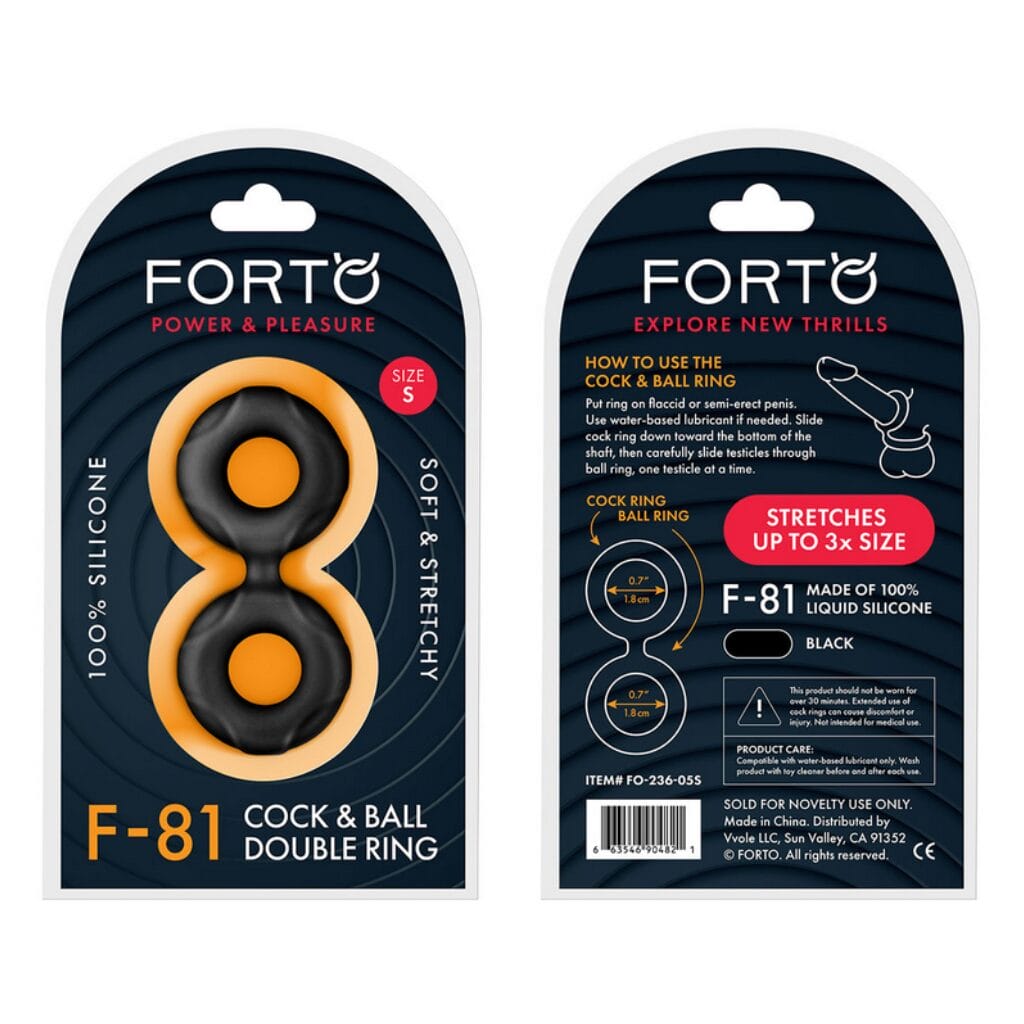 Forto F-81 Cock Ball Double Ring Small Black 1
