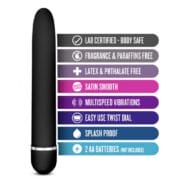 Rose Luxuriate Slimline Vibrator Black