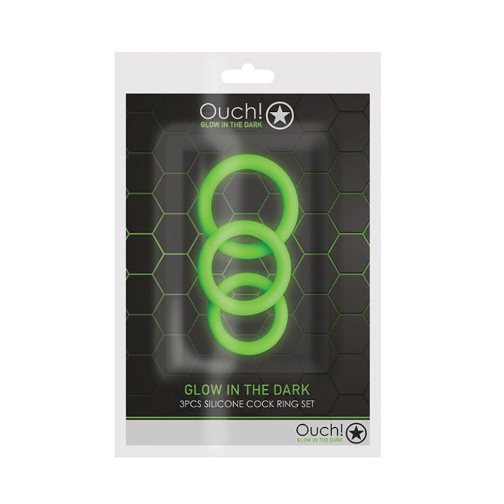 Ouch 3 pc Cock Ring Set - Glow 3