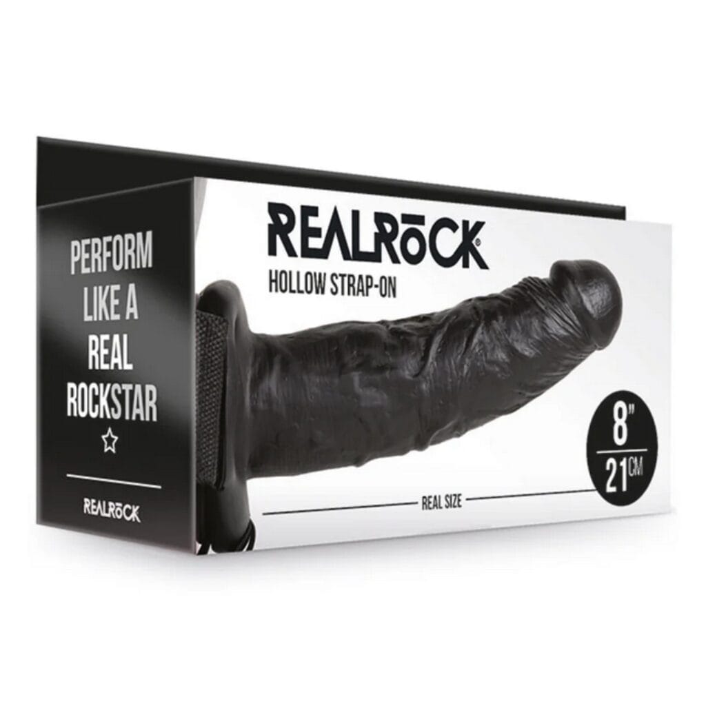 RealRock Realistic 8 in. Hollow Strap black 1