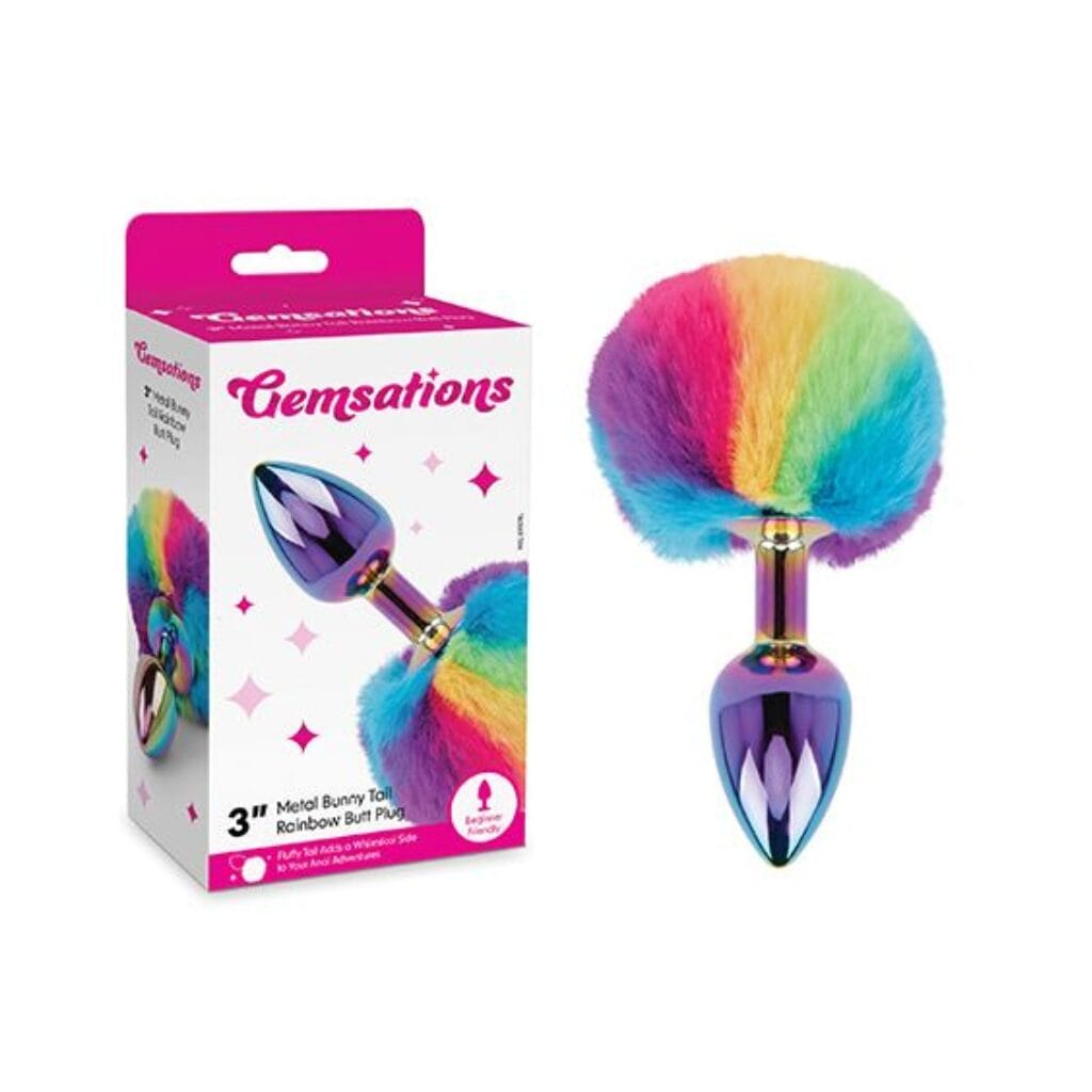 Bunny Tail Rainbow Butt Plug 1