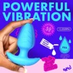 Rotating and Vibrating Silicone Butt Plug - Blue 3