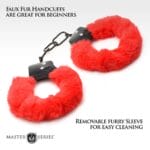 Master Series Cuffed in Fur Furry Handcuffs Red 4