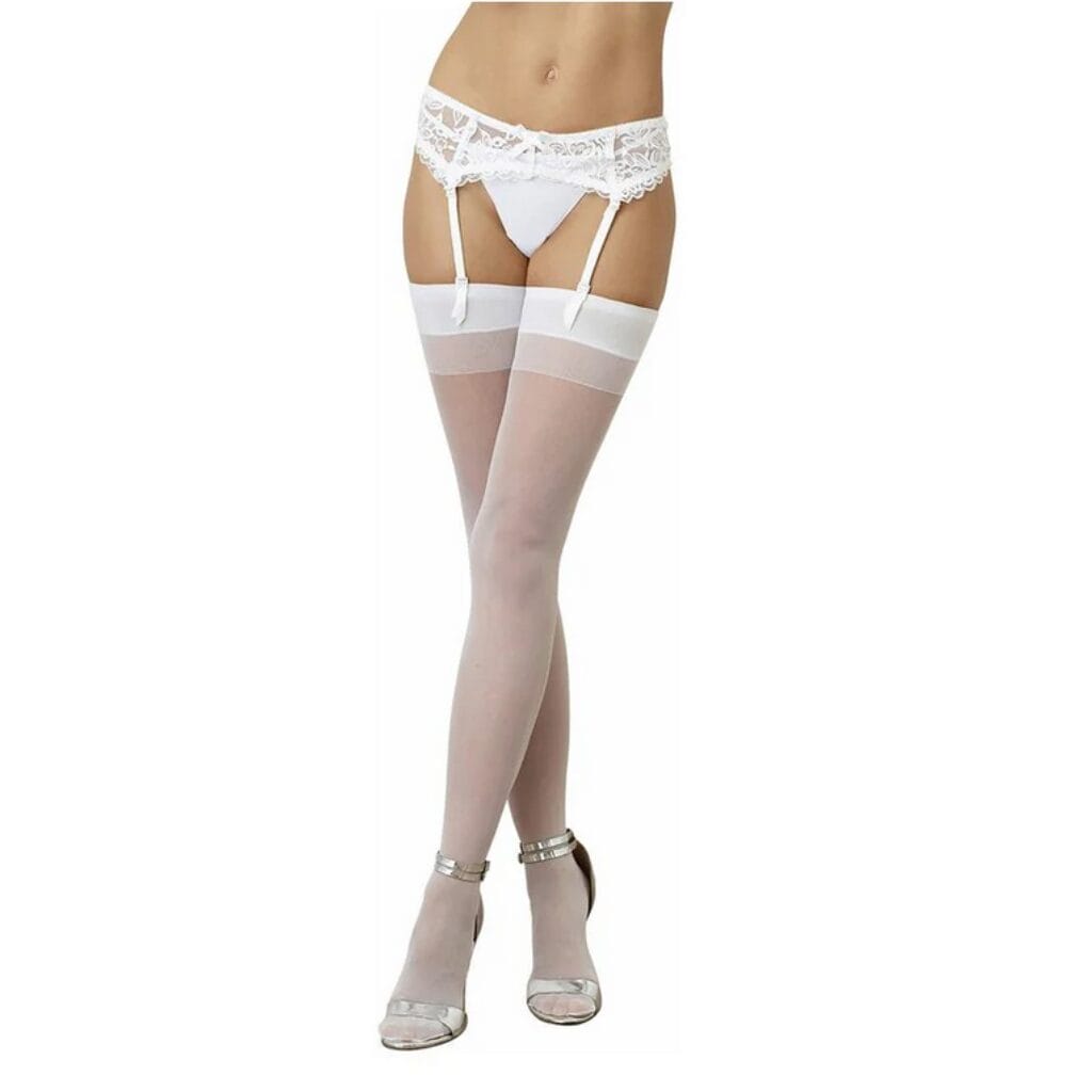 Dreamgirl Sheer Thigh-High Stockings OS white 1