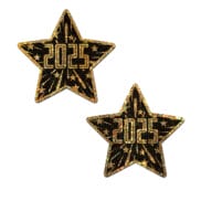 Pastease 2025 Happy New Year Star Nipple Covers - Black-Gold O-S