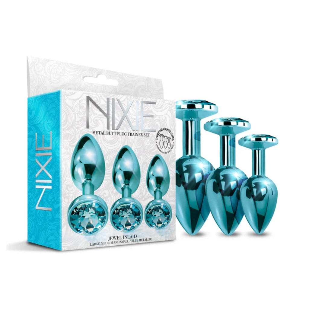 Nixie Metal Butt Plug Trainer Set Blue Metallic 1