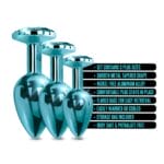 Nixie Metal Butt Plug Trainer Set Blue Metallic 3