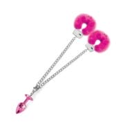 Nixie Plug and Furry Handcuff Set - Pink Metallic