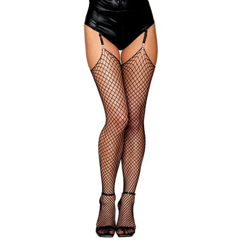 Raw Edge Diamond Net Thigh Highs 2