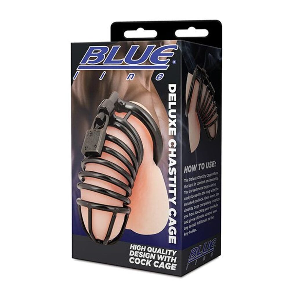 Blue Line Deluxe Chastity Cage - Black 1