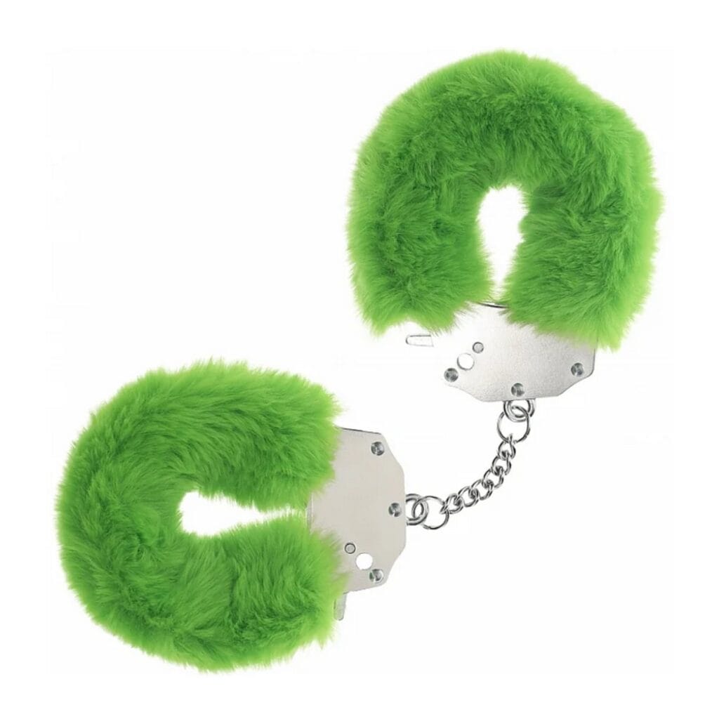 Heavy-Duty Fluffy Handcuffs Green 1