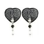 Bijoux de Nip Black Crystal Heart Pasties with Faceted Beads 1